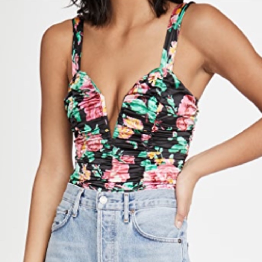 For Love & Lemons Women's Jolie Thong Bodysuit, Black, Medium